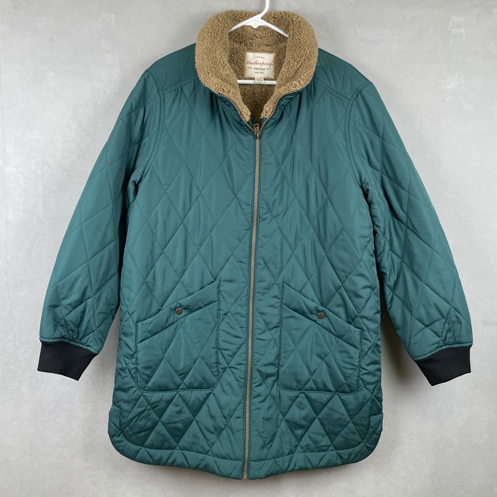 Weatherproof Vintage Wmn Teal Quilted Faux Fur Lined Parka Jacket M Gorpcore NEW